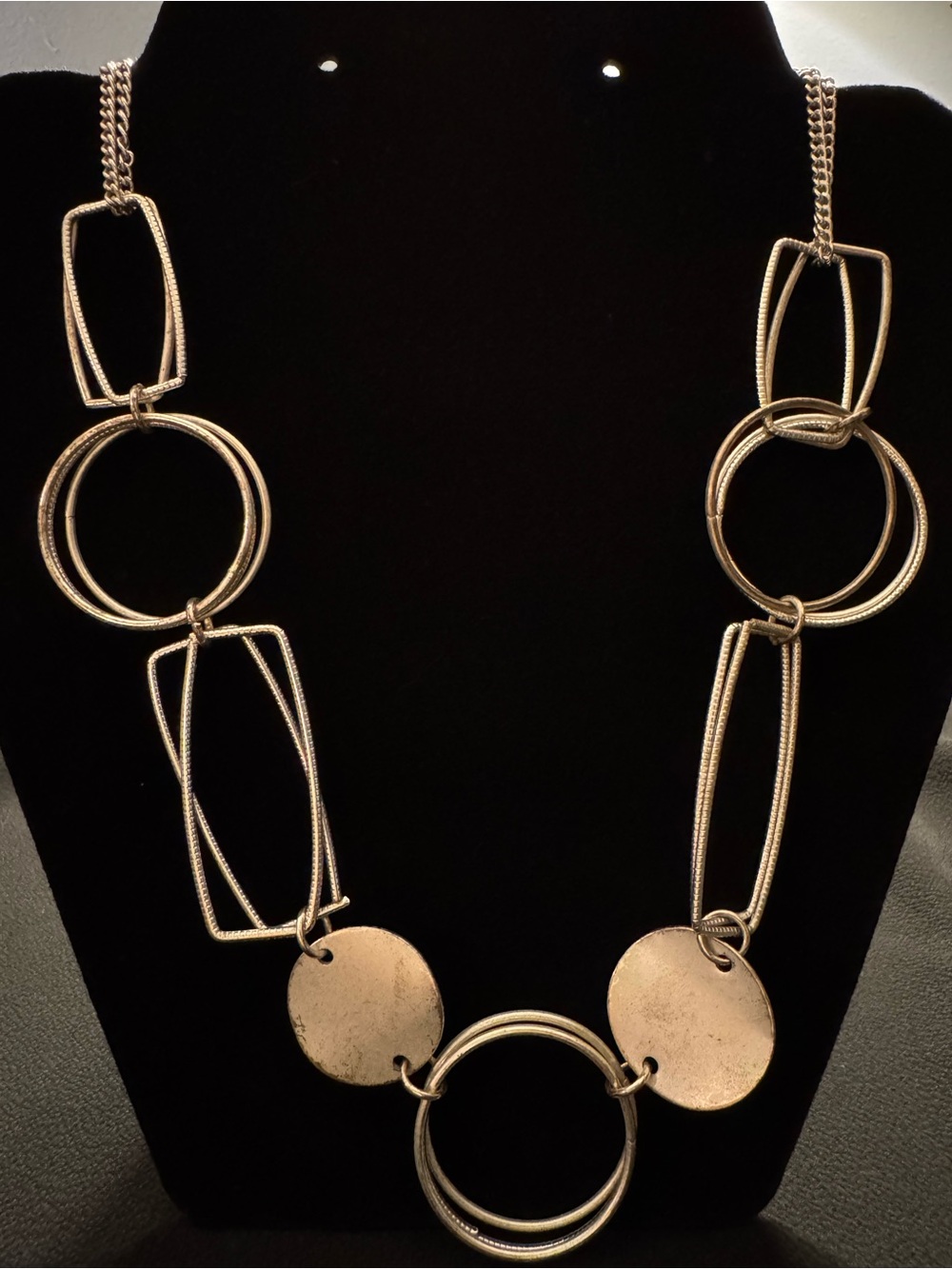 Silver Geometric Link Necklace